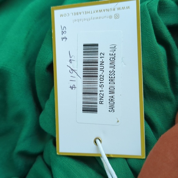 Runaway Sandra Midi Dress "Jungle" green Sz L - Picture 3 of 3